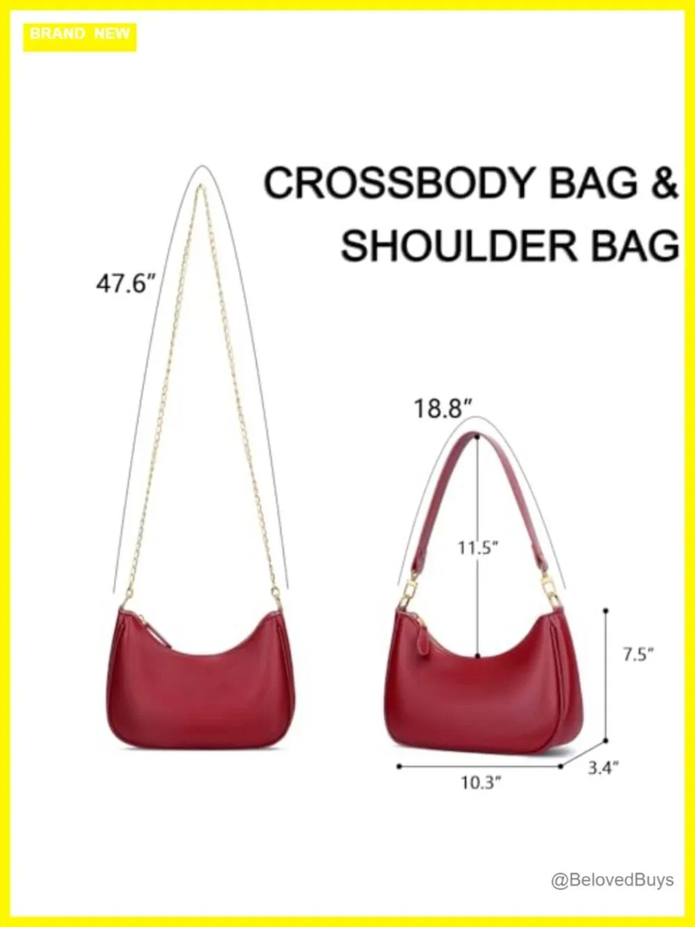 PU Leather Hobo Shoulder Bag with Chain Strap - Cute Retro Handbag